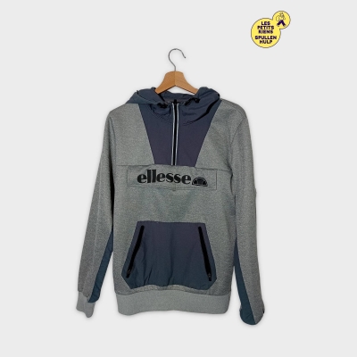 Sweat À Capuche Ellesse Gris/bleu S Demi-zip