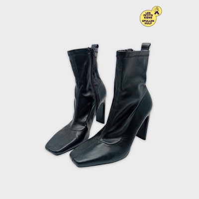 Bottines Talons Carrés Noirs Zara 39
