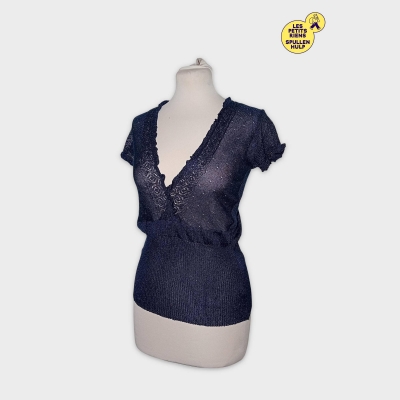 Top Bleu Marine Maille Alca