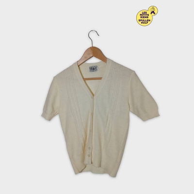 Cardigan Vintage Crème Glico Girl's Manches Courtes S