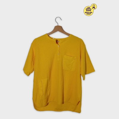 Top Jaune En Éponge À Manches Courtes L