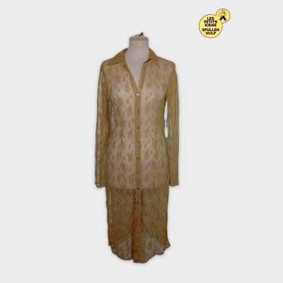 Robe Chemise Longue Dentelle Ballade Moutarde L/40/12