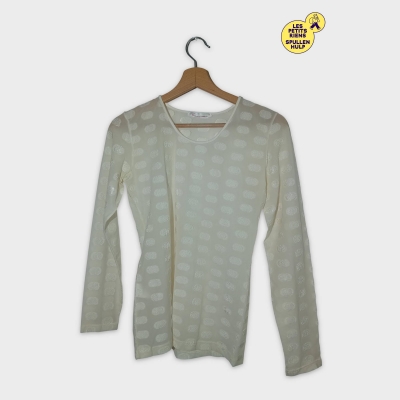 Haut Texturé Blanc Cassé Manches Longues Femme Poupoupidou M