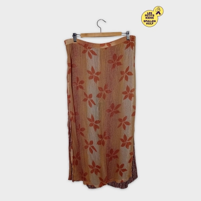 Jupe Culotte Fluide Fleurs Rayures Bleu Bonheur Taille Xl