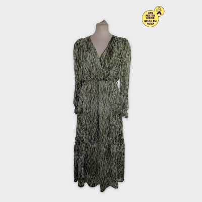 Robe Longue Plissée Ikoone&bianka Motif Texturé