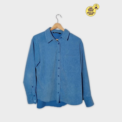 Surchemise Velours Côtelé Bleu Zara M
