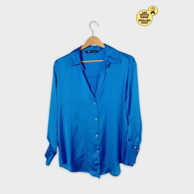 Chemise Satinée Bleu Roi Zara M