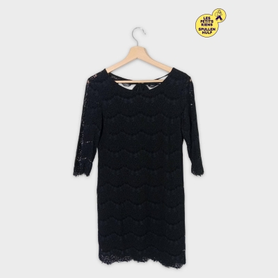 Robe Courte En Dentelle Noire Hycoo Paris T5715