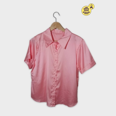 Chemise Satinée Rose Manches Courtes L