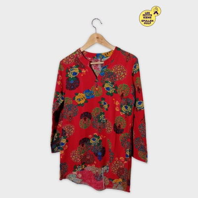 Haut Vintage À Fleurs Rouge M