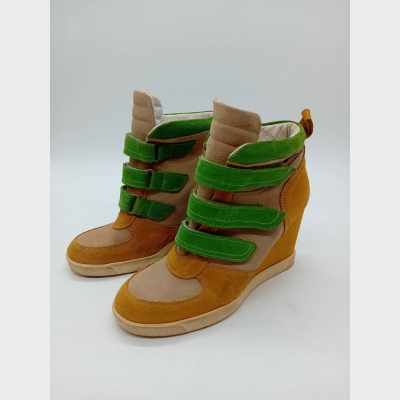 Baskets Compensées Tricolores En Daim 39