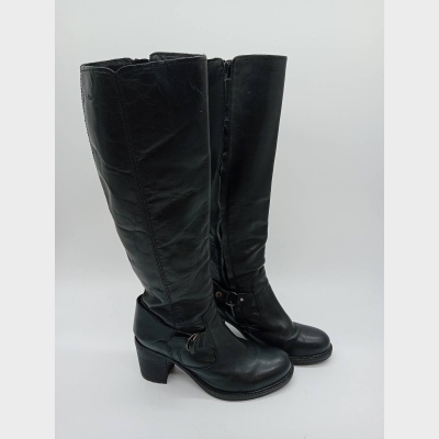 Bottes Hautes En Cuir Noir Palladium 39