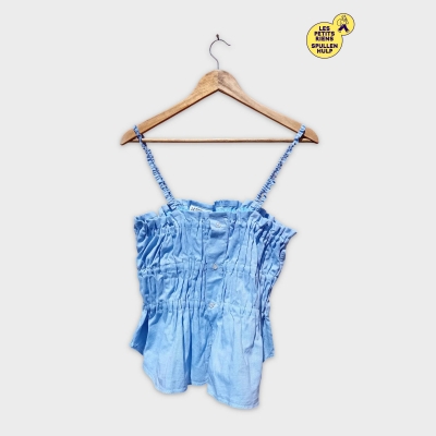 Top Tulipe Bleu Clair Label Jaune M