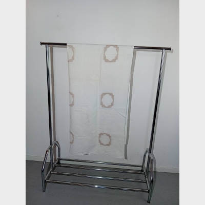 Nappe Rectangulaire Blanche Motifs Brodés Beiges