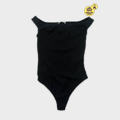 Body Texturé Noir Col Bardot Bershka S