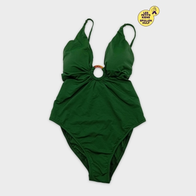 Maillot De Bain Une Pièce Vert Avec Anneau