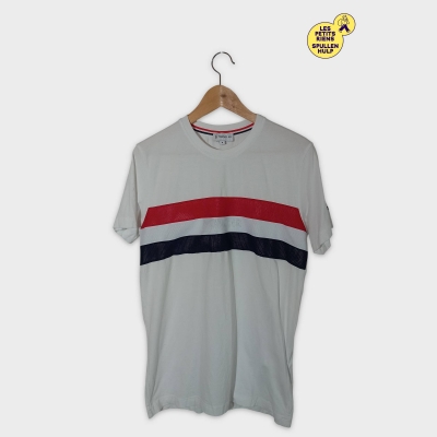T-shirt Moncler Blanc À Bandes Tricolores