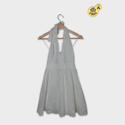 Robe Blanche Courte En Coton Broderie Anglaise Xs