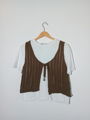 Tee-shirt Avec Gilet En Maille Superposé Zara M
