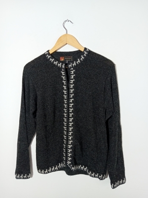 Gilet Inti Alpaca Gris Anthracite Motifs Lamas