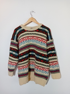 Pull En Pure Laine Motifs Jacquard Fair Isle T.n.t.