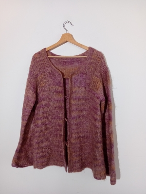 Gilet En Maille Mohair Dégradé Mauve Et Ambre