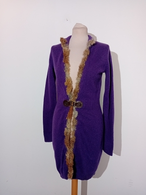 Gilet Long Violet En Laine Pauline B. S