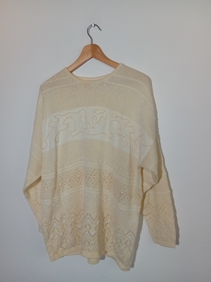 Pull Vintage En Maille Ajourée Fils Dorés C&a