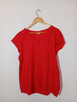 Blouse En Lin Rouge Framboise Paprika