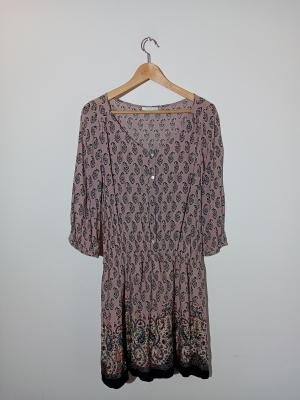 Robe Fluide Promod Rose Motif Cachemire
