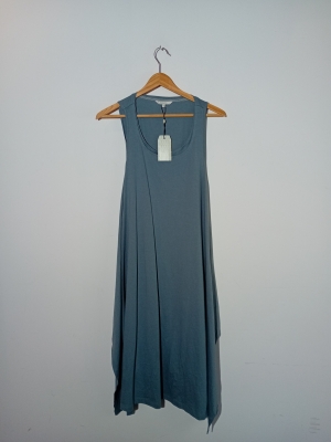 Robe Longue Chasuble Sandwich Bleu Gris Xs