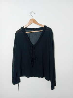 Top Léger Noir À Volants H&m