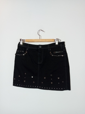 Mini Jupe En Jean Noir Hampton Bays À Clous