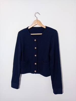 Cardigan Tara Jarmon Bleu Marine À Boutons Perles L