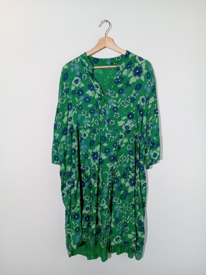 Robe Longue Fleurie Verte Et Bleue L
