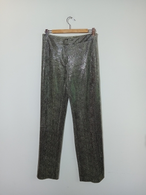 Pantalon Anna Rachele Argenté Brillant Effet Texturé L