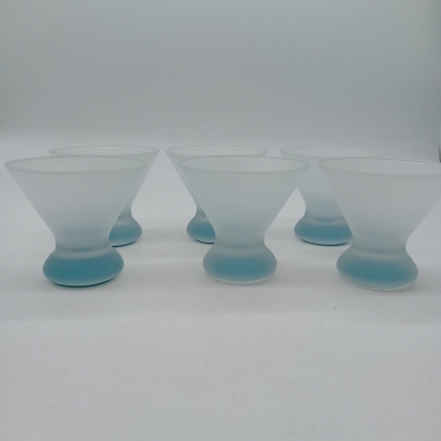 Set 6 Verres À Pied ou Coupe à Glace Dépoli Bleu