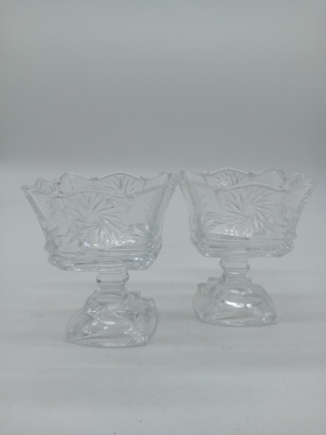 Duo De Coupelles En Verre Ciselé