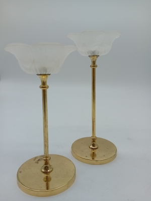 Bougeoirs Tulipe Laiton Verre Dépoli
