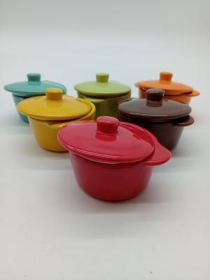 Lot De 6 Mini Cocottes Colorées En Céramique