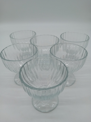 Lot De 6 Coupes A Dessert En Verre Strié
