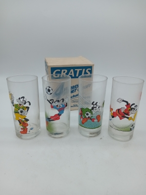 Lot De 4 Verres Vintage Disney Dingo Sport