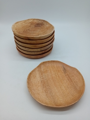Lot De 7 Assiettes En Bois De Manguier