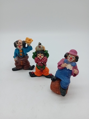 Lot De 3 Figurines Clowns Vintage En Résine
