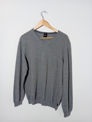 Pull Col V Boss Laine Mérinos Grise
