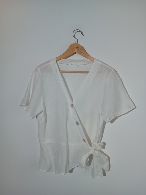 Blouse Lin Blanc Nouee H&m