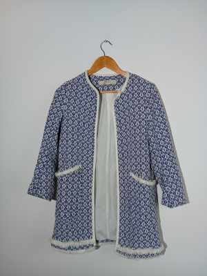 Veste Tweed Bleu Blanc Zara Basic S