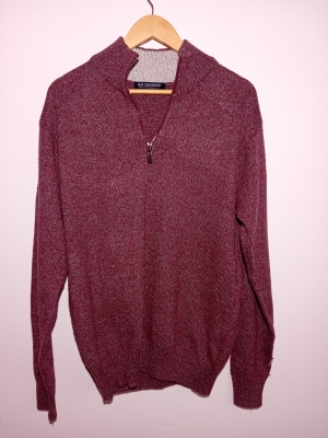 Pull Col Zippé Bordeaux Chiné New Sensation