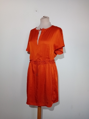 Robe Courte En Soie Orange Maje