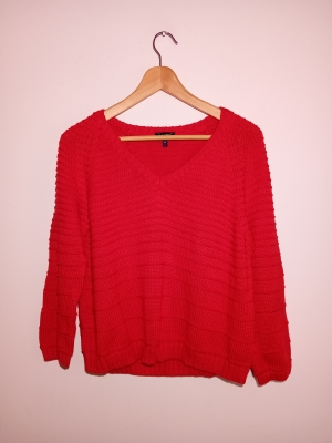 Pull Armani Jeans Rouge Col En V Coton